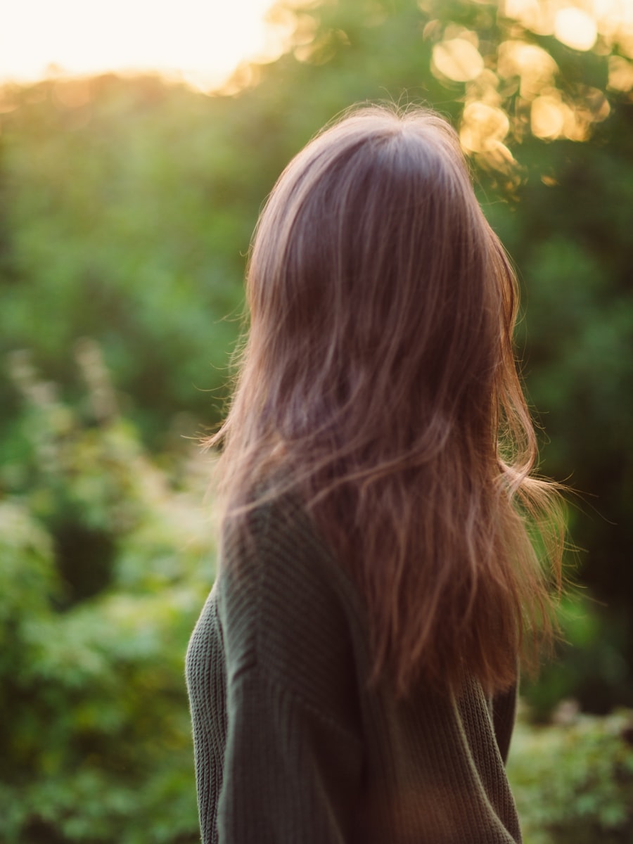 Cabelo longo em contraluz